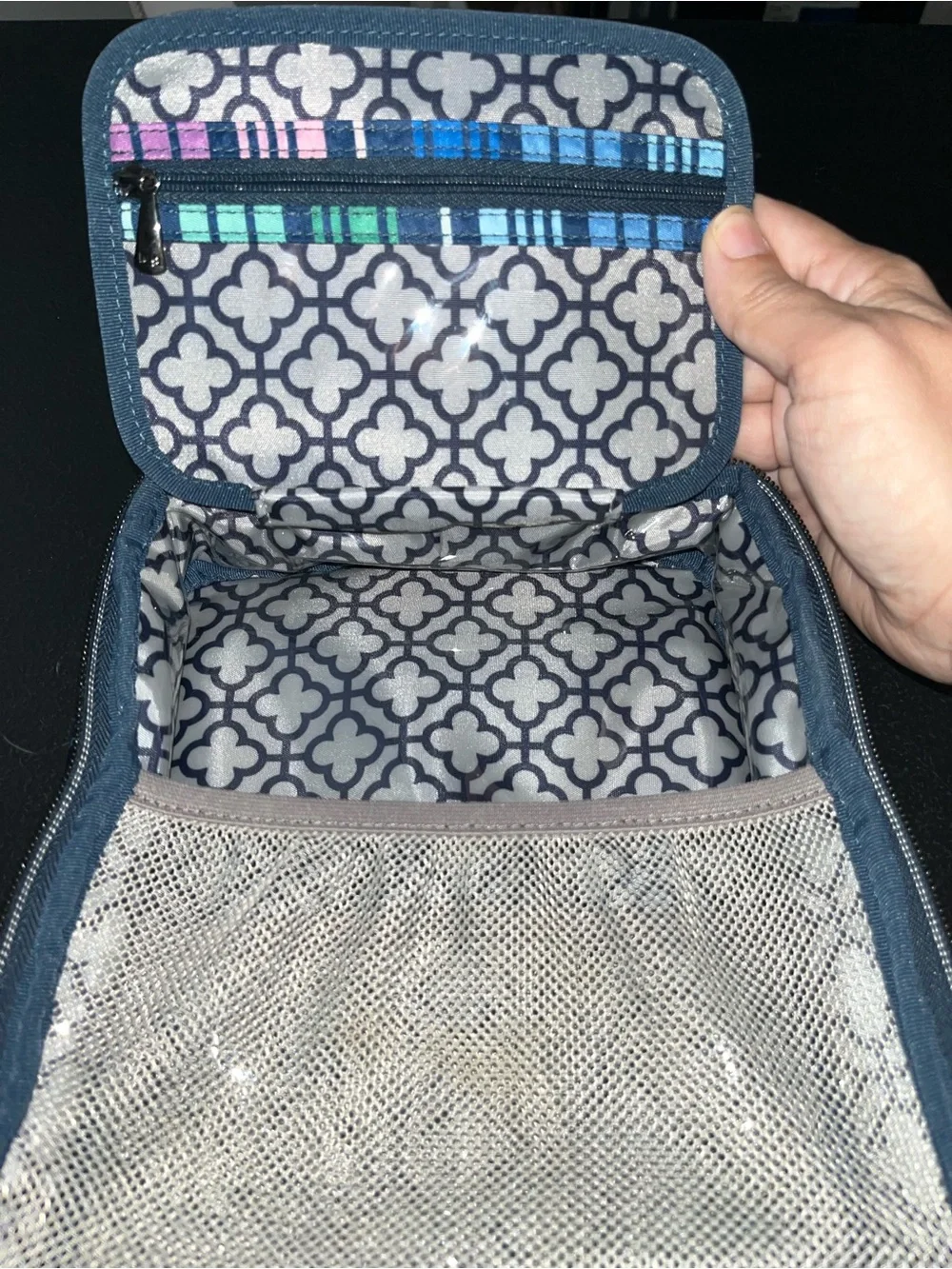 Lug striped wingback cosmetic bag-hanging toiletry bag